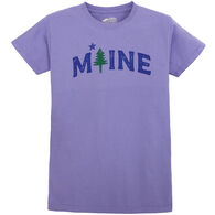 Green Street Cotton Women's Maine Flag Graphic Short-Sleeve T-Shirt