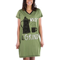 Lazy One Women's Rise & Grind Coffee V-Neck Nightshirt