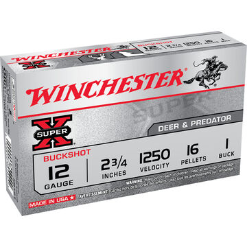 Winchester Super-X 12 GA 2.75 16 Pellet #1 Buckshot Ammo (5)