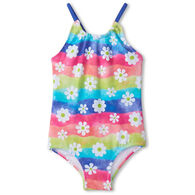 Hatley Toddler Girl's Rainbow Flower Gathered Swimsuit Swimsuit, One-Piece