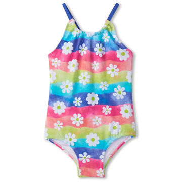 Hatley Toddler Girls Rainbow Flower Gathered Swimsuit Swimsuit, One-Piece