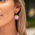 Anju Womens Round Bubble Gum Pink Layered Brass Patina Earring