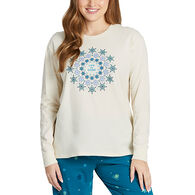 Life is Good Women's Snowflake Mandala Snuggle Up Relaxed Long-Sleeve Sleep T-Shirt