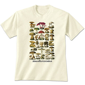 Earth Sun Moon Trading Womens Vintage Mushrooms Short-Sleeve T-Shirt