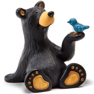 Big Sky Carvers Minnie Bear with Bird Mini Figurine