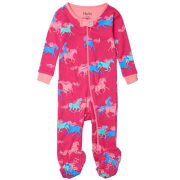 Hatley Infant Girls Frolicking Unicorns Organic Cotton Footed Long-Sleeve Coverall