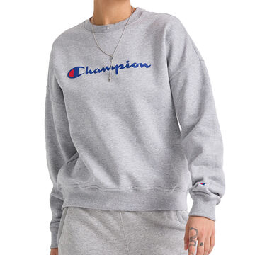 Champion Womens Powerblend Signature Script Graphic Crew Sweatshirt