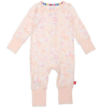 Magnetic Me Infant Girls Coral Floral Modal Magnetic Grow With Me Convertible Coverall