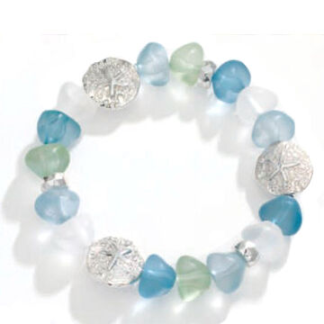 Periwinkle By Barlow Womens Seaglass and Silver Sand Dollars Bracelet