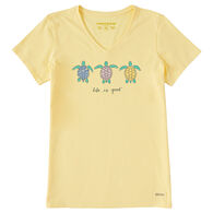 Life is Good Women's Three Turtles Crusher Vee Short-Sleeve T-Shirt