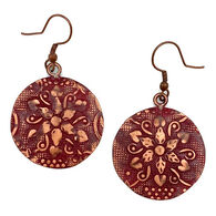 Anju Jewelry Women's Red Botanical Print Circle Copper Patina Earring
