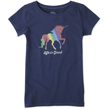 Life is Good Girls Rainbow Unicorn Crusher Short-Sleeve T-Shirt