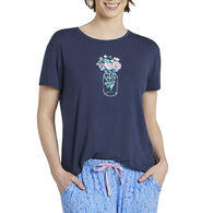 Life is Good Women's Jar Bouquet Lightweight Short-Sleeve Sleep T-Shirt
