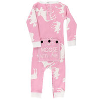 Lazy One Girl's Classic Pink Flap Jack Onesie