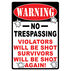 Rivers Edge No Trespassing Embossed Tin Sign
