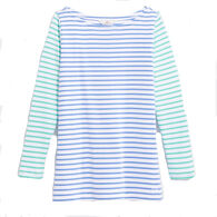 Vineyard Vines Women's Mixed Stripe Boatneck Simple Long-Sleeve Shirt