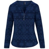 North River Women's Jacquard Knit Henley Long-Sleeve Shirt