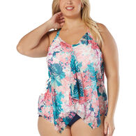 Beach House - Gabar - Swimwear Anywhere Women's Plus Size Kerry Island Floral Mesh Layer Underwire Tankini Swimsuit Top