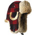 Mad Bomber Mens Wool Plaid Bomber Hat with Brown Rabbit FurTrim