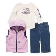 Carhartt Infant/Toddler Girl's Graphic Long-Sleeve Shirt Set, 3-Piece