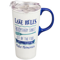 Evergreen Lake Rules Ceramic Travel Cup w/ Lid