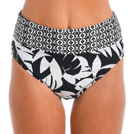 Maxine Swim Group Women's 24th & Ocean Antigual Leaf Mid Waist Spliced Swimsuit Bottom