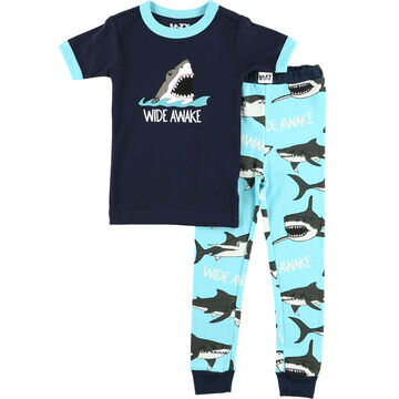 Lazy One Toddler Boys Wide Awake Shark PJ Set