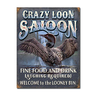Desperate Enterprises Crazy Loon Saloon Tin Sign