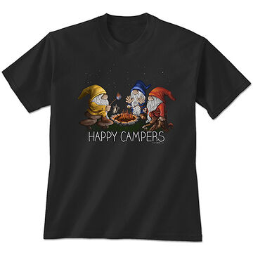 Earth Sun Moon Trading Womens Happy Camper Gnomes Short-Sleeve T-Shirt