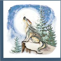 Quilling Card Howling Wolf Greeting Card