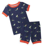 Hatley Toddler Boy's Glow Sharks Short-Sleeve Pajama Set, 2-Piece