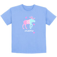 Lakeshirts Girls' Blue 84 Bubble Pop Moose Short-Sleeve T-Shirt