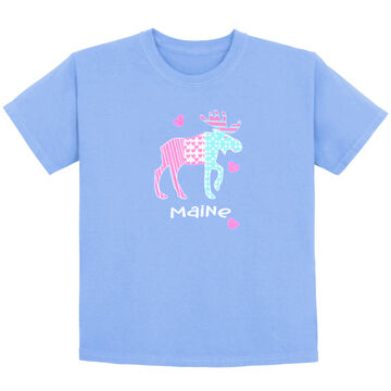 Lakeshirts Girls Blue 84 Bubble Pop Moose Short-Sleeve T-Shirt