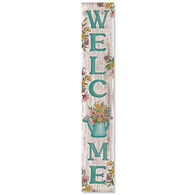 My Word! Welcome - Teal Floral w/ Watering Can Porch Board