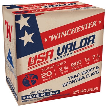 Winchester USA VALOR 20 GA 2.75 7/8 oz. #7.5 Shotshell Ammo (25) - Limited Edition
