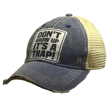 Vintage Life Womens Dont Grow Up Its A Trap Distressed Trucker Hat