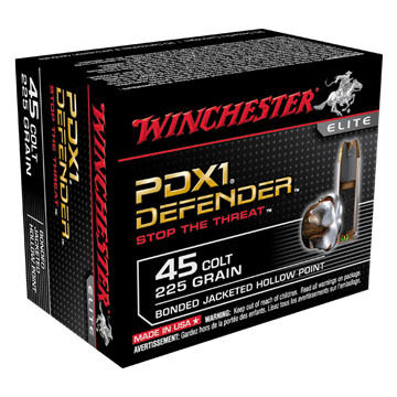 Winchester PDX1 Defender 45 Colt 225 Grain Bonded JHP Handgun Ammo (20)