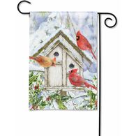 BreezeArt Cardinal Birdhouse Garden Flag