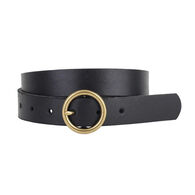 Most Wanted USA Women's Brass-Toned Circle Buckle Leather Belt
