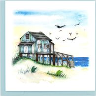 Quilling Card Beach House Greeting Card