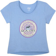 Lakeshirts Women's Blue 84 Capricious Moose Maine Short-Sleeve T-Shirt