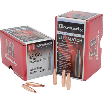 Hornady ELD-Match 22 Cal. 75 Grain .224 Heat Shield Tip BT Bullet (100)