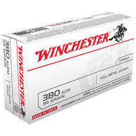 Winchester USA 380 Auto 95 Grain FMJ Handgun Ammo (100)