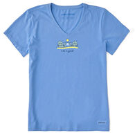 Life is Good Women's Beach Adirondack Crusher Vee Short-Sleeve Shirt