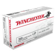 Winchester USA 38 Super Automatic +P 130 Grain FMJ Handgun Ammo (50)