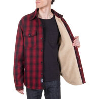 Schott NYC Men's Plaid Wool Blend Faux Sherpa-lined CPO Long-Sleeve Shirt