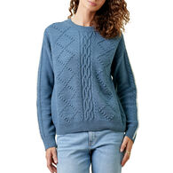 Mystree Women's Piping Inset Sleeve Cable Sweater