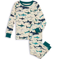 Hatley Boy's Little Blue House Toothy Sharks Long-Sleeve Pajama Set, 2-Piece