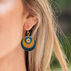 Anju Womens Blue/Orange Swivel Brass Patina Earring