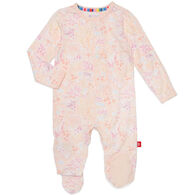 Magnetic Me Infant Girl's Coral Floral Modal Magnetic Parent Favorite Footie Pajama